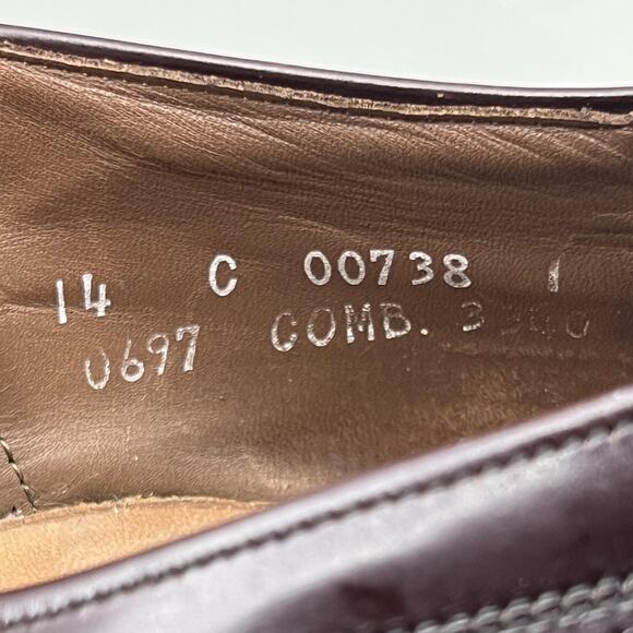 Allen Edmonds Lloyd Wingtip Oxford Men Size 14 C Burgundy Leather Brogue Shoes - Picture 8 of 11